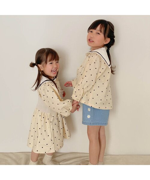 apres les cours（アプレレクール）の「【リンク】セーラーカラーシャツ（シャツ/ブラウス・キッズ・ネイビー/ベージュ・90/100/110/120/80/130）」の5枚目の写真