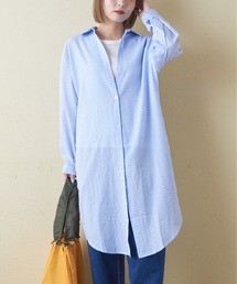 CUBE SUGAR | チェックストライプシャツワンピース(シャツワンピース)