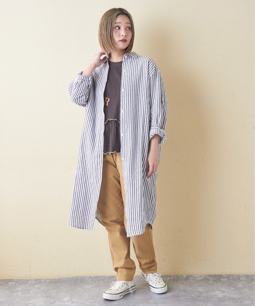 CUBE SUGAR(キューブシュガー)の「チェックストライプシャツワンピース(シャツワンピース・レディース・ブラック系その他/ブルー系その他/ストライプ・M)」の9枚目の写真