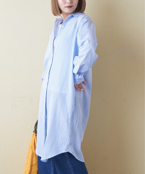 CUBE SUGAR(キューブシュガー)の「チェックストライプシャツワンピース(シャツワンピース・レディース・ブラック系その他/ブルー系その他/ストライプ・M)」の17枚目の写真