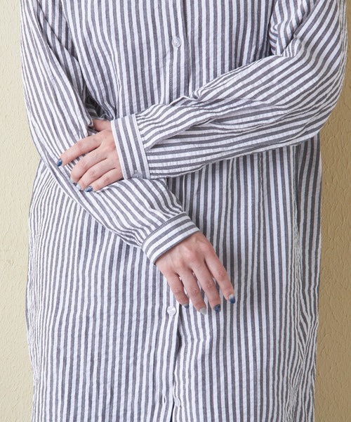 CUBE SUGAR(キューブシュガー)の「チェックストライプシャツワンピース(シャツワンピース・レディース・ブラック系その他/ブルー系その他/ストライプ・M)」の13枚目の写真