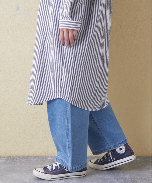 CUBE SUGAR(キューブシュガー)の「チェックストライプシャツワンピース(シャツワンピース・レディース・ブラック系その他/ブルー系その他/ストライプ・M)」の14枚目の写真