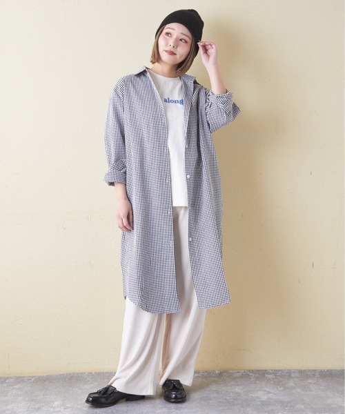 CUBE SUGAR(キューブシュガー)の「チェックストライプシャツワンピース(シャツワンピース・レディース・ブラック系その他/ブルー系その他/ストライプ・M)」の19枚目の写真