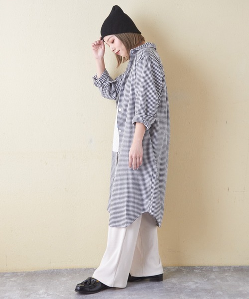 CUBE SUGAR(キューブシュガー)の「チェックストライプシャツワンピース(シャツワンピース・レディース・ブラック系その他/ブルー系その他/ストライプ・M)」の21枚目の写真