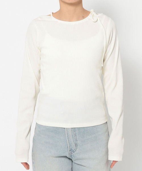 LOWRYS FARM（ローリーズファーム）の「ネックリボンロングスリーブ　 290055（Tシャツ/カットソー・レディース・アイボリー/ブルー系その他/ブラック・FREE）」の10枚目の写真