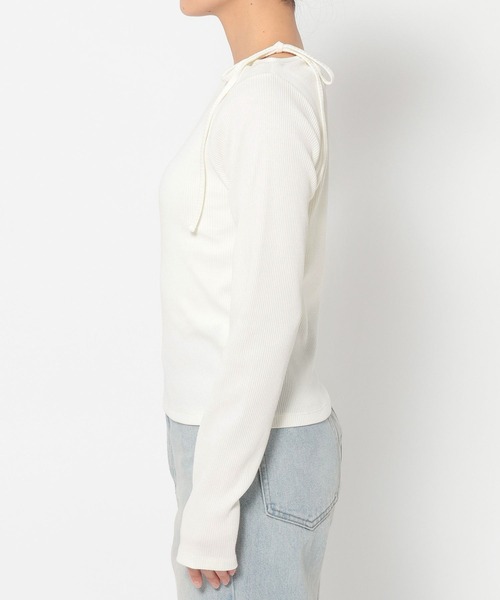 LOWRYS FARM（ローリーズファーム）の「ネックリボンロングスリーブ　 290055（Tシャツ/カットソー・レディース・アイボリー/ブルー系その他/ブラック・FREE）」の11枚目の写真