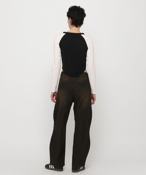 3.3 Field Trip （3.3フィールドトリップ）の「3.3 Field Trip／裾アシメラグランロングスリーブ（Tシャツ/カットソー・レディース・チャコール/アイボリー/グレー・FREE）」の5枚目の写真