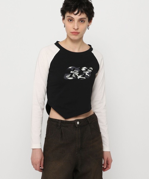 3.3 Field Trip （3.3フィールドトリップ）の「3.3 Field Trip／裾アシメラグランロングスリーブ（Tシャツ/カットソー・レディース・チャコール/アイボリー/グレー・FREE）」の6枚目の写真