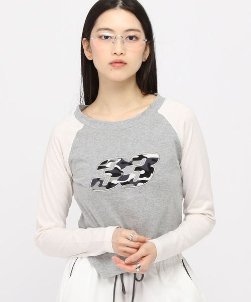 3.3 Field Trip （3.3フィールドトリップ）の「3.3 Field Trip／裾アシメラグランロングスリーブ（Tシャツ/カットソー・レディース・チャコール/アイボリー/グレー・FREE）」の12枚目の写真