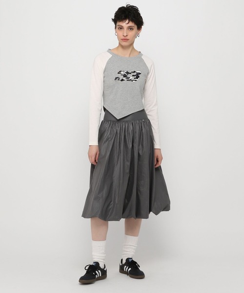 3.3 Field Trip （3.3フィールドトリップ）の「3.3 Field Trip／裾アシメラグランロングスリーブ（Tシャツ/カットソー・レディース・チャコール/アイボリー/グレー・FREE）」の14枚目の写真