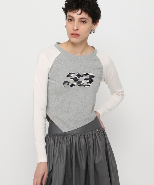 3.3 Field Trip （3.3フィールドトリップ）の「3.3 Field Trip／裾アシメラグランロングスリーブ（Tシャツ/カットソー・レディース・チャコール/アイボリー/グレー・FREE）」の18枚目の写真