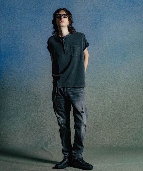 CRIMIE(クライミー)の「VINTAGE USED EDDIE SHORT LENGTH HENRY NECK T SHIRT(Tシャツ/カットソー・メンズ・ブラック・XXL/XL/L/M/S)」の6枚目の写真