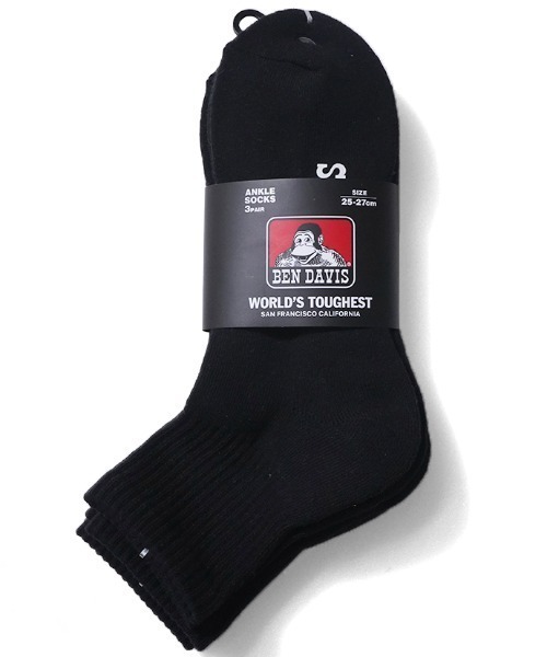 BEN DAVIS（ベンデイビス）の「《BEN DAVIS》ロゴプリント 3P ソックス（ソックス/靴下・メンズ・ホワイト/ヘザーグレー/ブラック・FREE）」の2枚目の写真