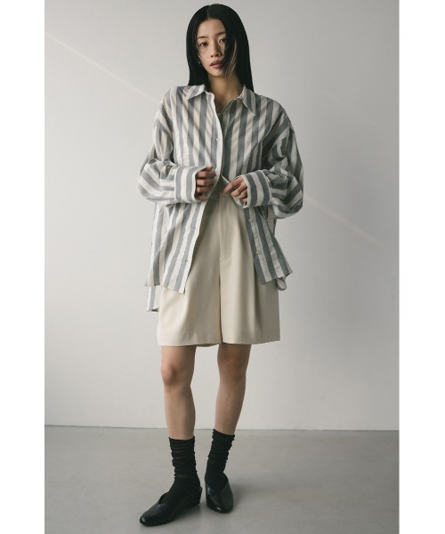 STYLEMIXER（スタイルミキサー）の「ストライプオーバーシャツ（シャツ/ブラウス・レディース・ライトグレー/ブラック・FREE）」の14枚目の写真