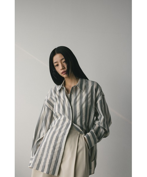 STYLEMIXER（スタイルミキサー）の「ストライプオーバーシャツ（シャツ/ブラウス・レディース・ライトグレー/ブラック・FREE）」の15枚目の写真