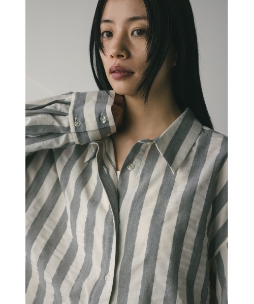 STYLEMIXER（スタイルミキサー）の「ストライプオーバーシャツ（シャツ/ブラウス・レディース・ライトグレー/ブラック・FREE）」の16枚目の写真