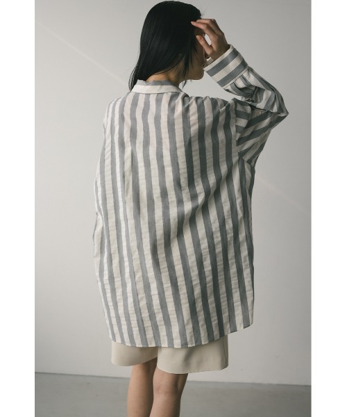 STYLEMIXER（スタイルミキサー）の「ストライプオーバーシャツ（シャツ/ブラウス・レディース・ライトグレー/ブラック・FREE）」の19枚目の写真