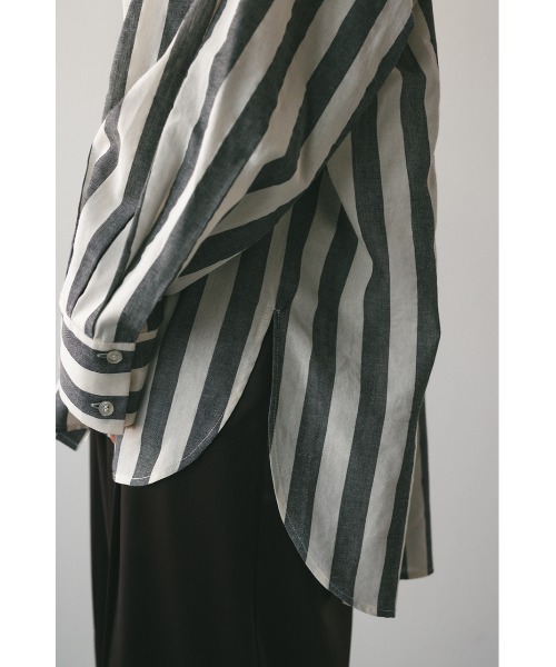 STYLEMIXER（スタイルミキサー）の「ストライプオーバーシャツ（シャツ/ブラウス・レディース・ライトグレー/ブラック・FREE）」の10枚目の写真