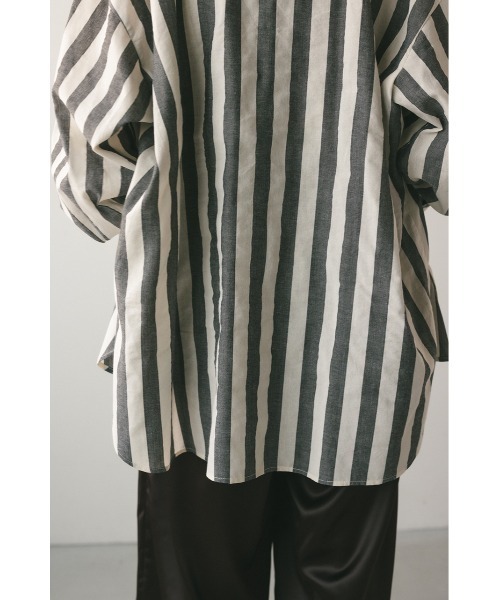 STYLEMIXER（スタイルミキサー）の「ストライプオーバーシャツ（シャツ/ブラウス・レディース・ライトグレー/ブラック・FREE）」の12枚目の写真