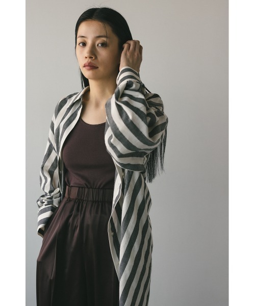 STYLEMIXER（スタイルミキサー）の「ストライプオーバーシャツ（シャツ/ブラウス・レディース・ライトグレー/ブラック・FREE）」の4枚目の写真