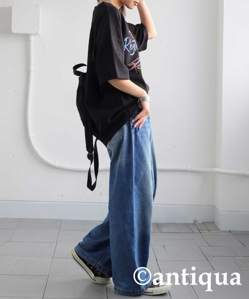 antiqua(アンティカ)の「アートプリントTシャツ(Tシャツ/カットソー・レディース・ブラック/杢グレー・ONE SIZE)」の5枚目の写真