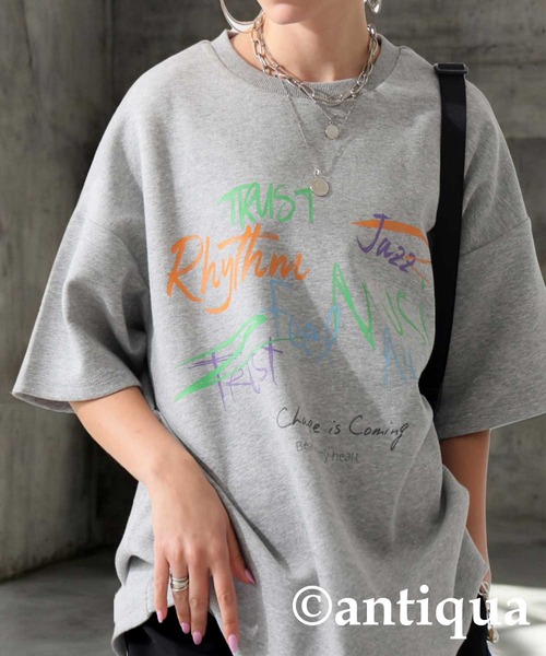 antiqua(アンティカ)の「アートプリントTシャツ(Tシャツ/カットソー・レディース・ブラック/杢グレー・ONE SIZE)」の10枚目の写真