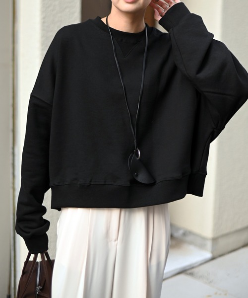 Marient（マリエント）の「クロップドオーバースウェットPO（スウェット・レディース・ライトグレー・FREE）」の4枚目の写真