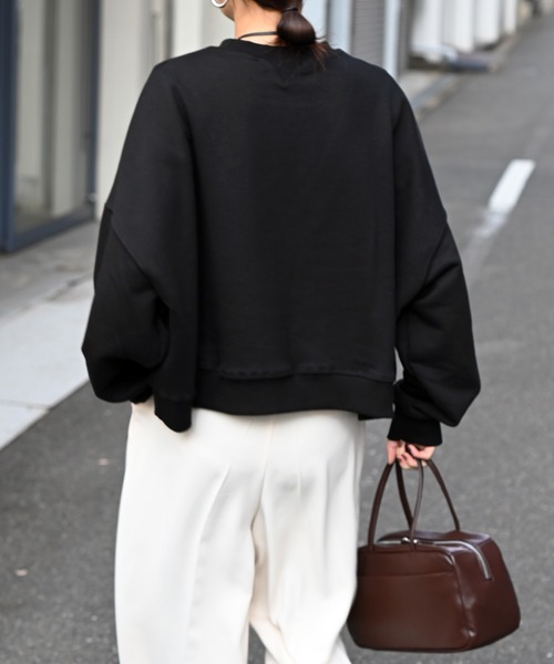 Marient（マリエント）の「クロップドオーバースウェットPO（スウェット・レディース・ライトグレー・FREE）」の6枚目の写真