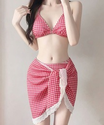 レディースの水着（レッド/赤色系・チェック柄）ファッション通販