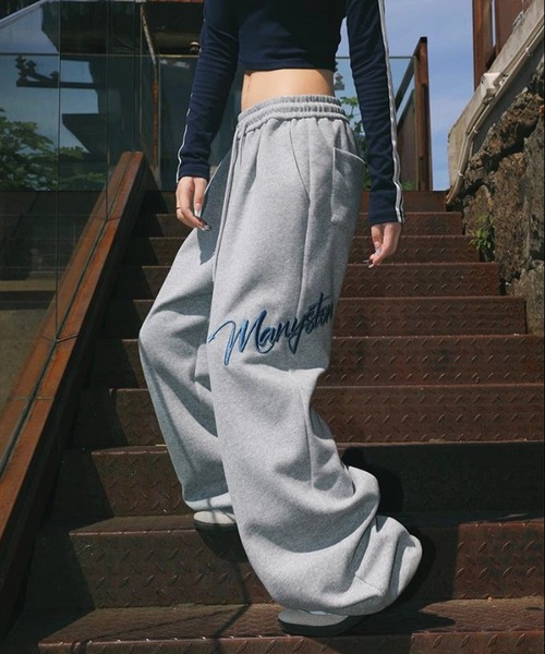 THEAIRTOWN クロス スウェットパンツ 韓国 y2k Deeptown Y2K 白スウェットパンツ女性ストリート Kpop レター