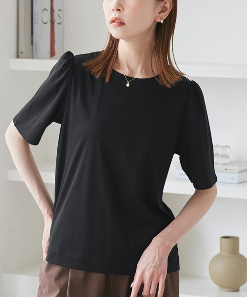 セール】【UVカット・接触冷感】70シルケットパフスリーブトップス（T