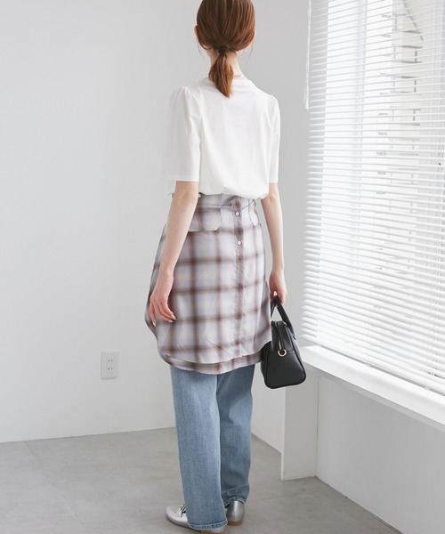 ROPE' PICNIC(ロペピクニック)の「【UVカット・接触冷感】70シルケットパフスリーブトップス(Tシャツ/カットソー・レディース・ブラック/ホワイト/オフホワイト/ブルー・38)」の7枚目の写真