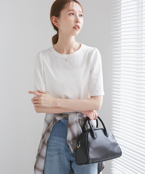 ROPE' PICNIC(ロペピクニック)の「【UVカット・接触冷感】70シルケットパフスリーブトップス(Tシャツ/カットソー・レディース・ブラック/ホワイト/オフホワイト/ブルー・38)」の9枚目の写真