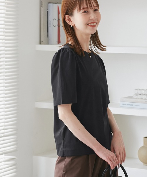 ROPE' PICNIC(ロペピクニック)の「【UVカット・接触冷感】70シルケットパフスリーブトップス(Tシャツ/カットソー・レディース・ブラック/ホワイト/オフホワイト/ブルー・38)」の19枚目の写真