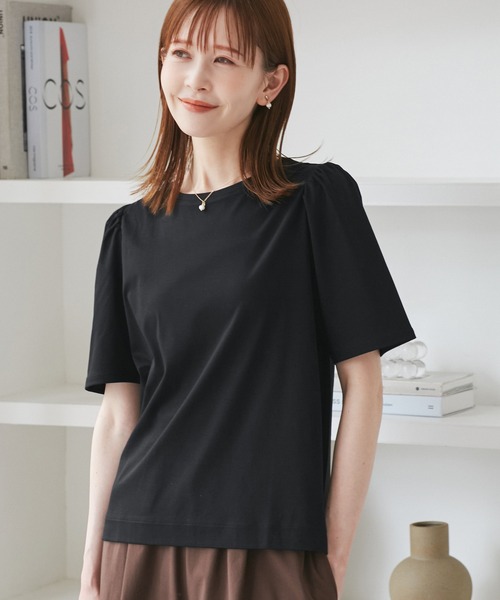 ROPE' PICNIC(ロペピクニック)の「【UVカット・接触冷感】70シルケットパフスリーブトップス(Tシャツ/カットソー・レディース・ブラック/ホワイト/オフホワイト/ブルー・38)」の20枚目の写真