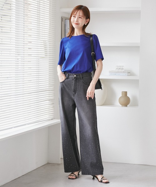 ROPE' PICNIC(ロペピクニック)の「【UVカット・接触冷感】70シルケットパフスリーブトップス(Tシャツ/カットソー・レディース・ブラック/ホワイト/オフホワイト/ブルー・38)」の21枚目の写真