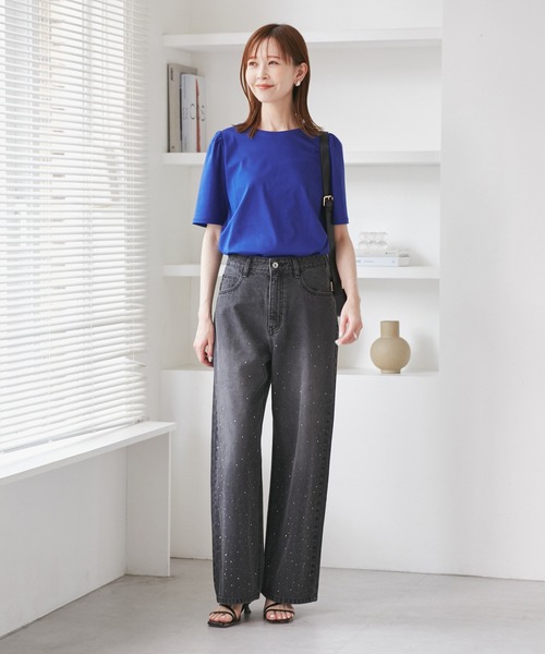 ROPE' PICNIC(ロペピクニック)の「【UVカット・接触冷感】70シルケットパフスリーブトップス(Tシャツ/カットソー・レディース・ブラック/ホワイト/オフホワイト/ブルー・38)」の22枚目の写真