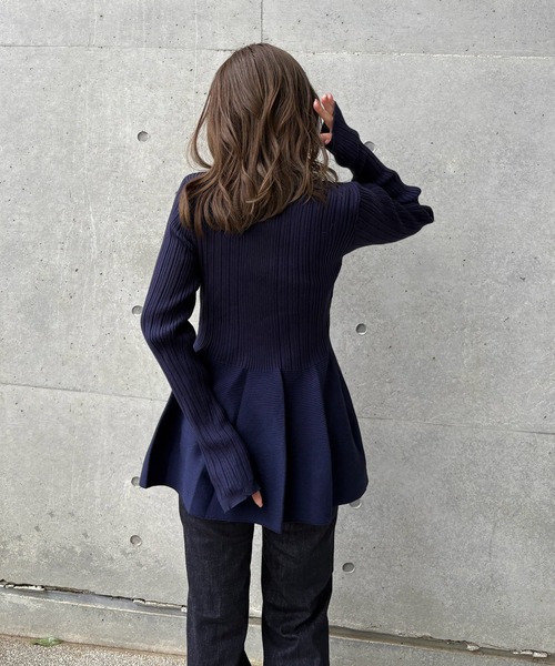 PEPLUM ペプラム ヨシキヒシヌマ カーディガン 長袖 ボタン フリル 黒 PEPLUM ペプラム ヨシキヒシヌマ カーディガン 長袖 ボタン