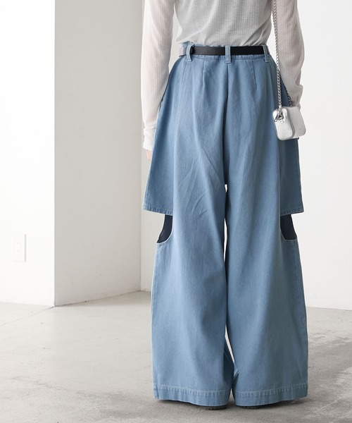 forksy.(フォルクシー)の「【forksy.】カットアウト ドッキング ワイドデニムパンツ(デニムパンツ・レディース・グレー/ブルー・M/L)」の5枚目の写真