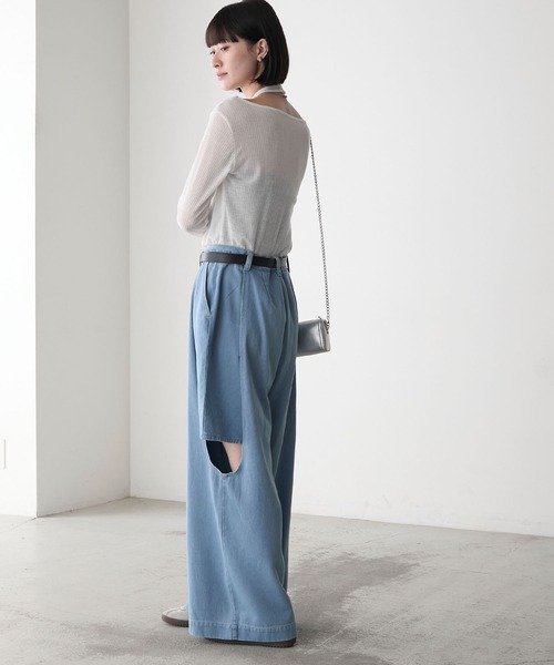 forksy.(フォルクシー)の「【forksy.】カットアウト ドッキング ワイドデニムパンツ(デニムパンツ・レディース・グレー/ブルー・M/L)」の7枚目の写真