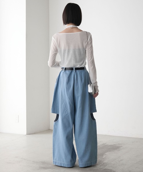 forksy.(フォルクシー)の「【forksy.】カットアウト ドッキング ワイドデニムパンツ(デニムパンツ・レディース・グレー/ブルー・M/L)」の8枚目の写真