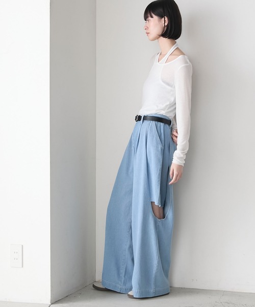 forksy.(フォルクシー)の「【forksy.】カットアウト ドッキング ワイドデニムパンツ(デニムパンツ・レディース・グレー/ブルー・M/L)」の9枚目の写真