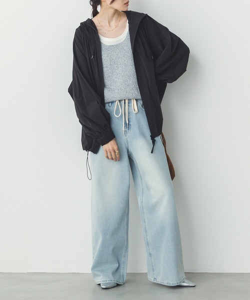 hunch（ハンチ）の「【接触冷感】フード付 ギャザーブルゾン（ブルゾン・レディース・モカ/ブラック/オフホワイト/ライトイエロー・FREE）」の8枚目の写真