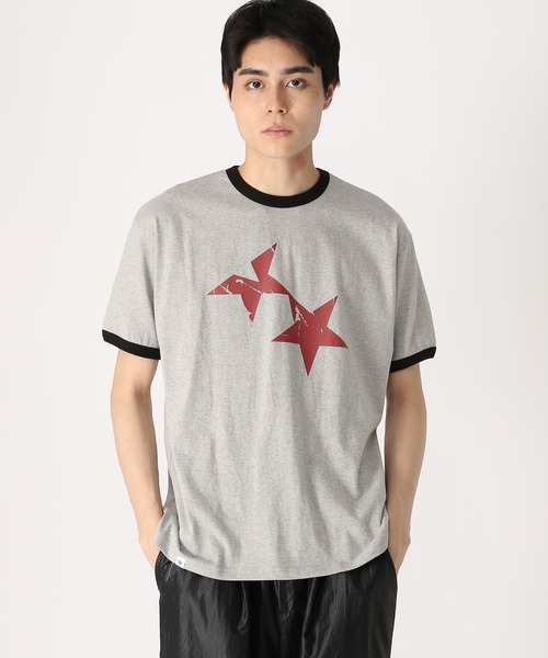 Cavish（カビシ）の「★K-POPアイドル着用【UNISEX】CAVISH／ツインスターリンガーT（Tシャツ/カットソー・レディース・グレー/ホワイト/ボルドー・MEDIUM/LARGE/SMALL）」の2枚目の写真