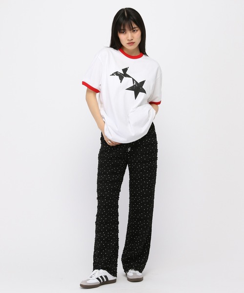 Cavish（カビシ）の「★K-POPアイドル着用【UNISEX】CAVISH／ツインスターリンガーT（Tシャツ/カットソー・レディース・グレー/ホワイト/ボルドー・MEDIUM/LARGE/SMALL）」の19枚目の写真