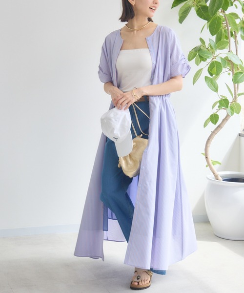 KATHARINE ROSS（キャサリンロス）の「【KATHARINE ROSS】ストライプシャツワンピース（シャツワンピース・レディース・ライトグリーン/ブルー・MEDIUM）」の2枚目の写真