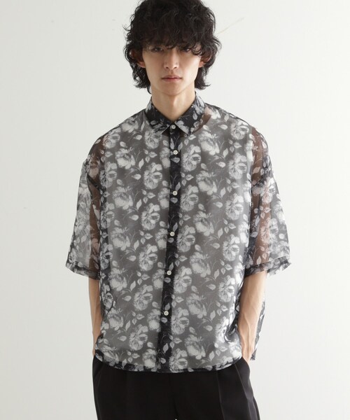 tk.TAKEO KIKUCHI（ティーケータケオキクチ）の「シアーフラワーシャツ（シャツ/ブラウス・メンズ・ブラック/ホワイト/ネイビー・01/02/03）」の9枚目の写真