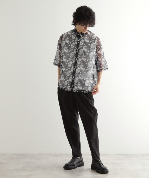 tk.TAKEO KIKUCHI（ティーケータケオキクチ）の「シアーフラワーシャツ（シャツ/ブラウス・メンズ・ブラック/ホワイト/ネイビー・01/02/03）」の11枚目の写真