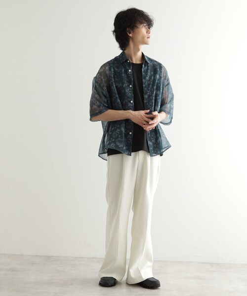 tk.TAKEO KIKUCHI（ティーケータケオキクチ）の「シアーフラワーシャツ（シャツ/ブラウス・メンズ・ブラック/ホワイト/ネイビー・01/02/03）」の14枚目の写真