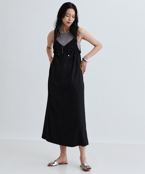 GALLEST（ギャレスト）の「ギャザーストラップワンピース（ワンピース・レディース・スモーキーグリーン系/ブラック・38/40/36）」の10枚目の写真